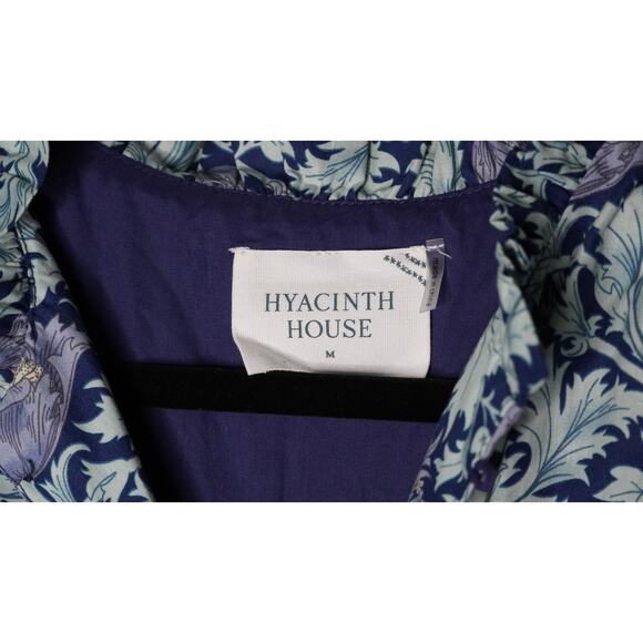 Hyacinth House Multi Blue Leafy Floral Mimi Midi Dress Sz M - Picture 4 of 5